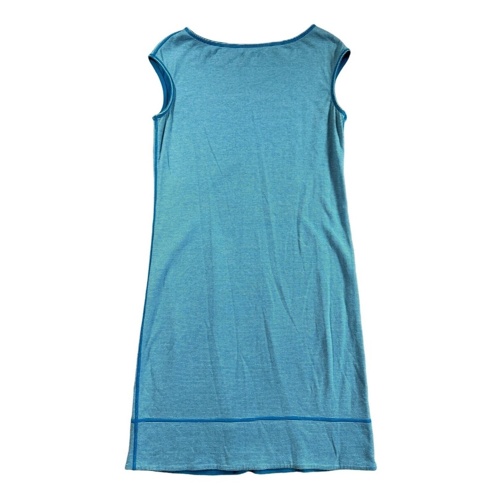 Tommy Bahama Women's Blue Striped Jersey Knit Dress Boat Neck Nautical Stretch